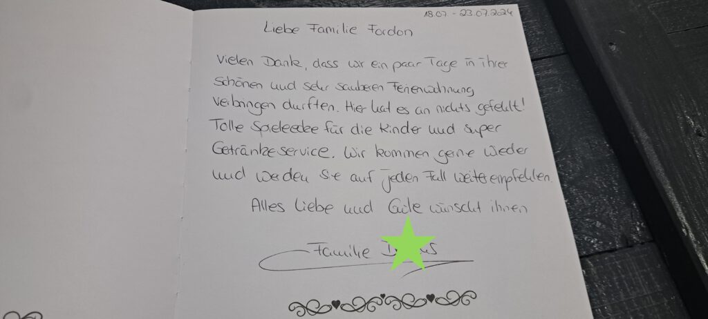 Bild von einem Gästebucheintrag 12